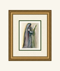 Salvador Dali Final Prayer 1960 Woodcut Signed Framed