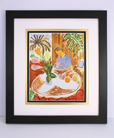 Henri Matisse 1948 print Small Interior with a Round Marble Table, Figure and Palm (Petit Interieur