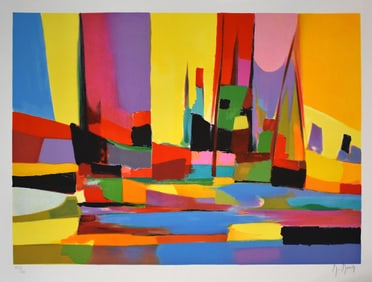 Marcel Mouly Hand signed Lithograph Le Port