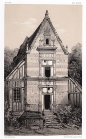 1800s Victor Petit Original Lithograph Fief Des Bordes Framed Signed
