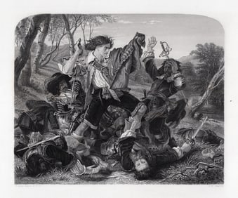 1800s Joseph Noel Paton Engraving The Outlander Framed Signed
