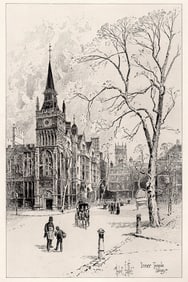 Herbert Railton The Temple Church: Inner Library 1892 etching