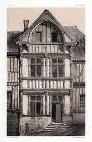 SIGNED Original PETIT 1800s Lithograph Old Wooden Houses France Framed