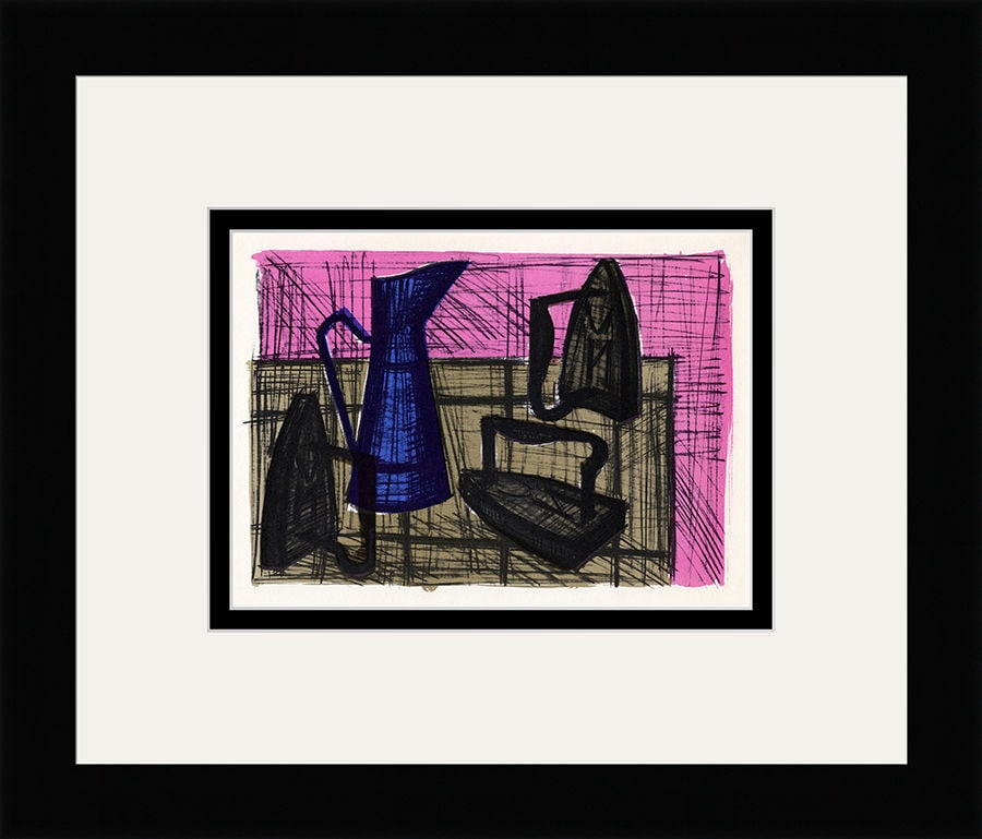 Bernard Buffet Still Life with Irons 1967 lithograph: Bernard Buffet. (1928-1999). Still Life with Irons. Color Lithograph on Wove Paper after the Original. 1967. Excellent. Atelier Mourlot. Image Size 6 1/4 x 9 1/8 inches. Approximately 15 x 18 inches .