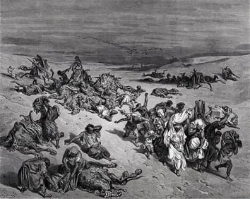 FRAMED 1800s Gustave Dore Biblical Wood Engraving The Murrain of Beasts SIGNED