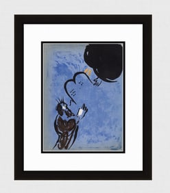 1956 Marc Chagall Lithograph Moses Receiving 10 Commandments Framed