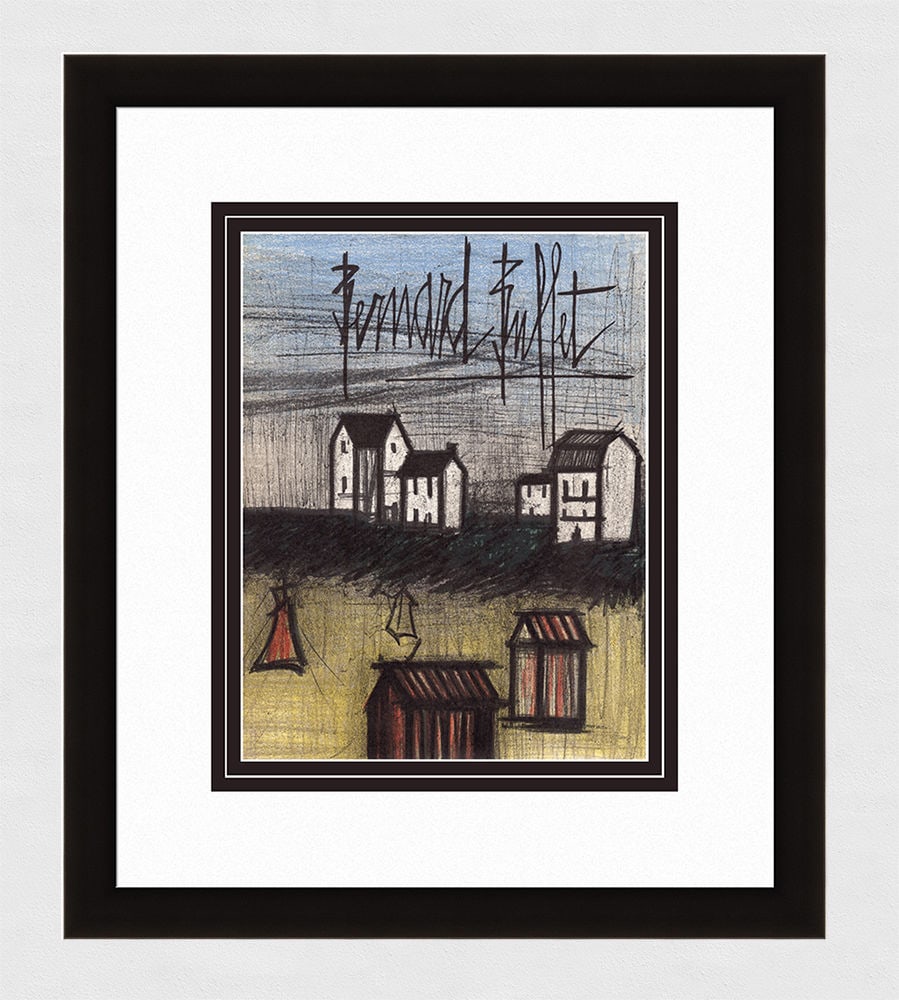 Bernard Buffet 1967 lithograph A Small Beach signed: Bernard Buffet. (1928-1999). A Small Beach. Original Color Lithograph on Wove Paper. 1967. Signed in the plate. Excellent. Mourlot. Image Size - 9 1/2 x 12 1/4 inches. Approximately 18 x 21 inches Thi
