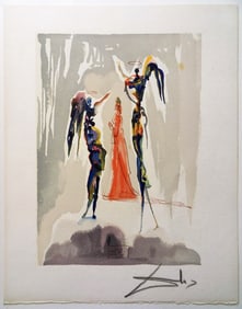 1960 Salvador Dali Angels Authentic Woodcut