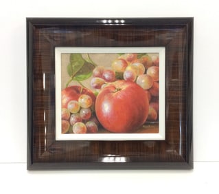 Detailed Malthon Original Oil Painting Apples & Grapes framed