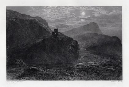 1800s Samuel Bough Engraving Muschat's Cairn Framed Signed