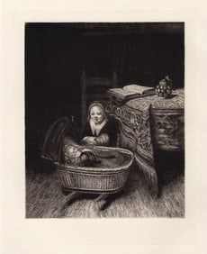 Nicolaes Maes The Cradle 1875 etching