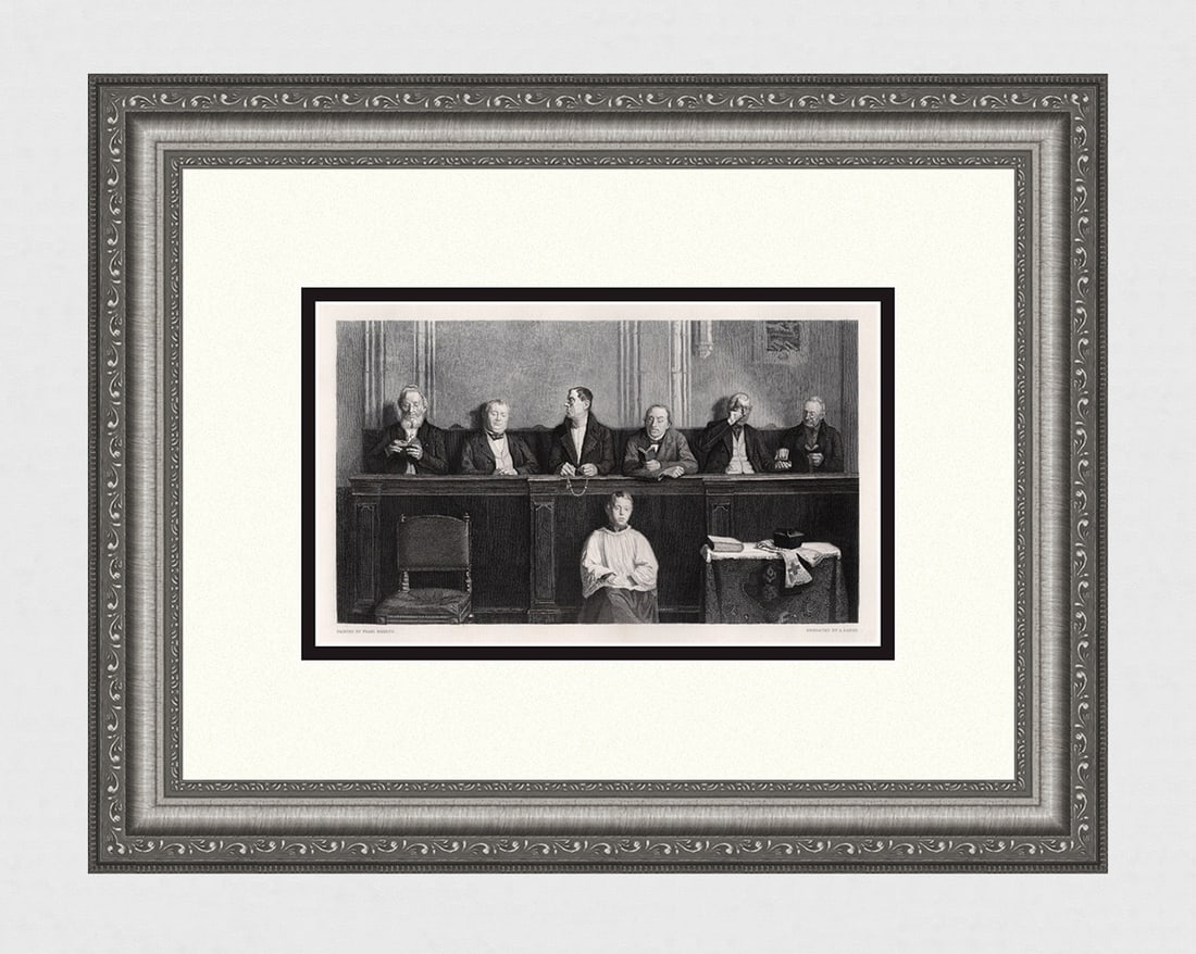 1800s Franz Meerts Antique Engraving "The Churchwardens" Framed Signed (1 of 4)