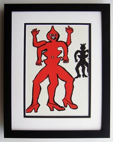 Calder Original Three Legged Man Lithograph Framed 1975