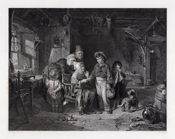 1800s Robert Thorburn ROSS SIGNED Engraving Leaving Home FRAMED