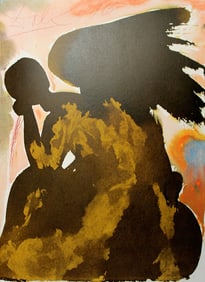 Dali 1967 Biblia Sacra Satan's First Attack Framed Lithograph