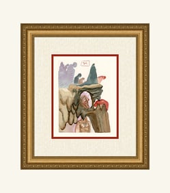 Salvador Dali The Liars 1960 Woodcut Signed Framed