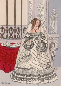 Vintage Ro Keezer SIGNED Color Pochoir Toilette de Mariee FRAMED