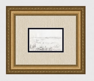 1800's Hepburn Drawing Via Appia Roman Ruins