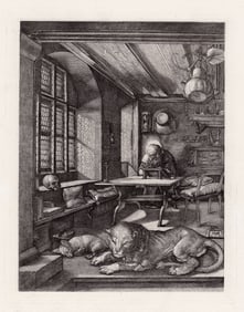 1881 Albrecht Durer St. Jerome in his Study engraving signed
