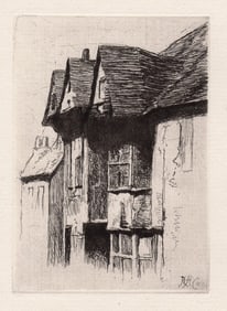 Robert Haynes Old Houses at Rye 1873 etching