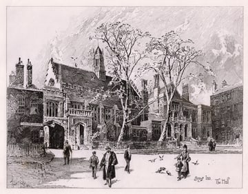 Herbert Railton Gray's Inn etching signed