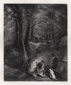 1800s Frederick Richard Lee Engraving The Cover Side Framed Signed