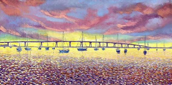 Mauricio Garay Original Painting Pink Waters 72 x 36 inches