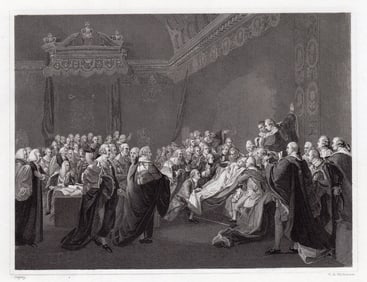 John Singleton Copley 1834 engraving The Death of the Earl of Chatham signed