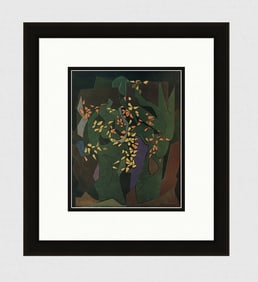 1943 Andre Beaudin Color Lithograph Shiny Leaves Landscape Framed Signed COA