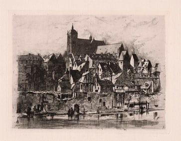 Horatio Joseph Lucas 1873 etching Le Mans signed