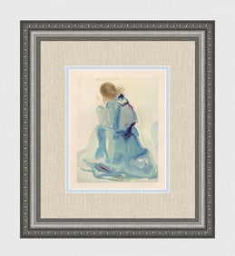 1960 Salvador Dali Angel Authentic Woodcut Signed Framed