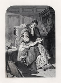 1800s Robert HERDMAN Engraving Waverly &Rose Bradwardine SIGNED Framed