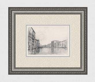JOHN RUSKIN 1800s Antique Print Canal Grando, Venice Italy FRAMED