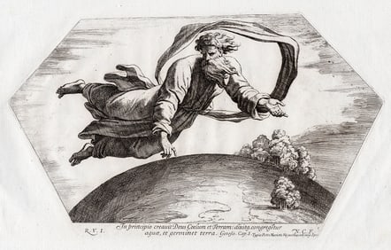 Raphael 1649 Engraving Vatican God Creates Earth