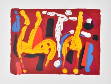 Marino Marini 1972 Limited Color Lithograph "Chevaux et Cavaliers III" Signed Framed