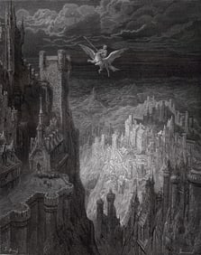 1800s Gustave DORE ORLANDO FURIOSO Woodcut Astolfo Travels Framed SIGNED