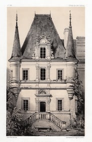 Victor Petit 1800s Original Lithograph Old Villiers Castle Signed Framed