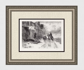 Alfred Wordsworth Thompson 1800s Etching "The Deserted Inn" Signed Framed