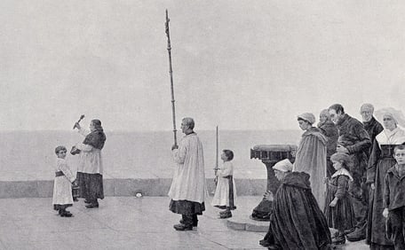 Georges HAQUETTE 1800s Antique Print Benediction of the Sea FRAMED COA