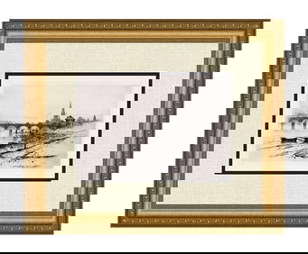 Sir David Young Cameron Perth Bridge etching signed (1 of 3)