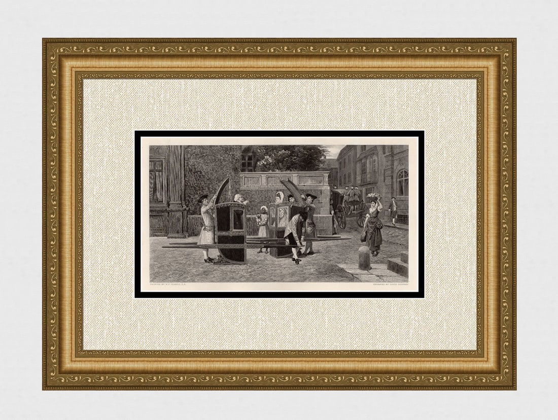 William Frederick Yeames Scandal 1800's Engraving: William Frederick Yeames. (British, 1835-1918). The Last Bit of Scandal. Antique Engraving on wove paper after the original by Master Engraver Louis Godfrey (British, 19th Century Actvie). 1892. Signe