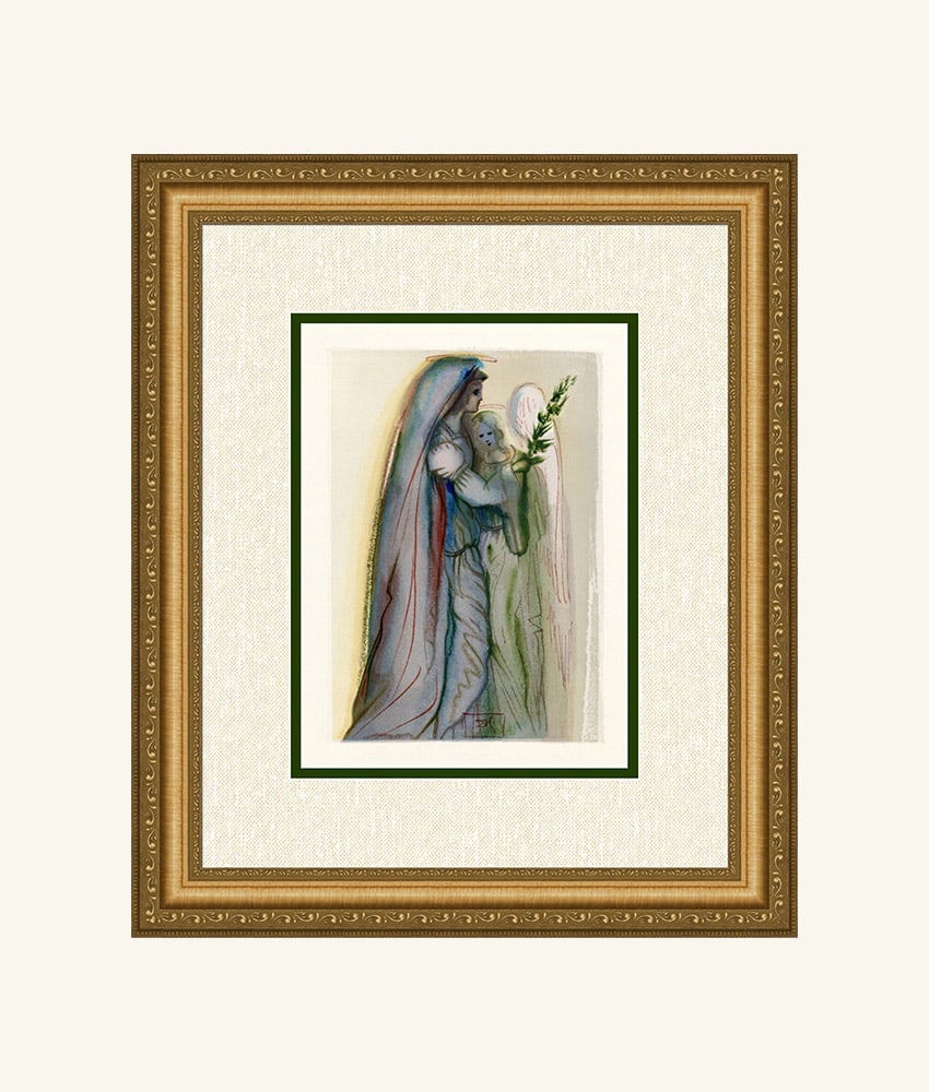 Salvador Dali Final Prayer 1960 Woodcut Signed Framed