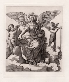 Raphael Allegorical Figure of Poetry (Poesia) 1879 engraving