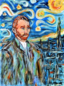 Arthur Kinslow Orginal Painting Starry Night 30 x 40 Inches