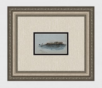 1876 Original English Watercolor Staffa Island Framed