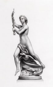 1800s JOHN GRAHAM LOUGH Engraving "Ariel with her Dog & Torch" Framed