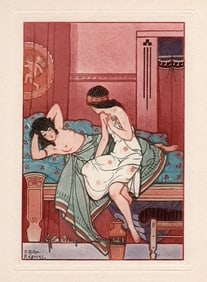 Joseph Kuhn-Regnier 1929 Nude Color Engraving "Impatience" LIMITED Framed Signed