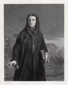 1800s Alexander JOHNSTON Engraving IL Penseroso SIGNED Framed