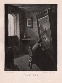 Theodule-Augustin Ribot (French, 1823 - 1891) 1887 woodcut Das Atelier (The Atelier) signed