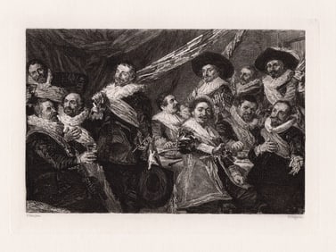 Frans Hals 1874 etching Banquet of the Civic Guard of St. George signed